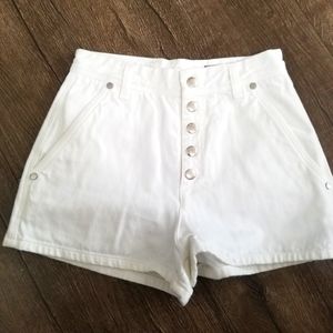 RAG & BONE WHITE SILVER BUTTON HIGH RISE SHORTS
